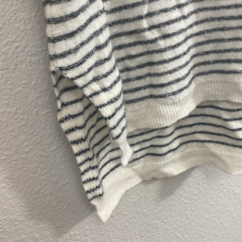 Pure Amici Cashmere and Linen blend Striped 3/4 Sleeve Sweater Top size M - Picture 4 of 7